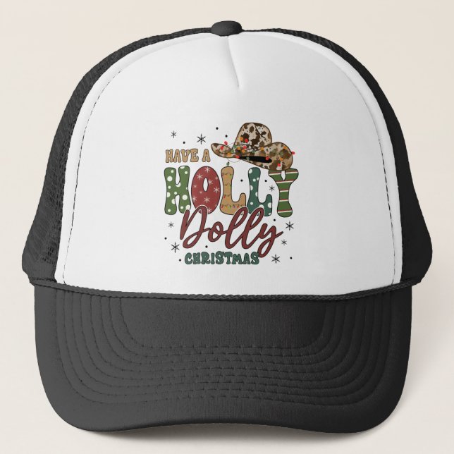 Holly Jolly Christmas Trucker Hat (Front)