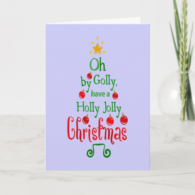 Holly Jolly Christmas Typography Classic Song, ZSG Holiday Card (Front)