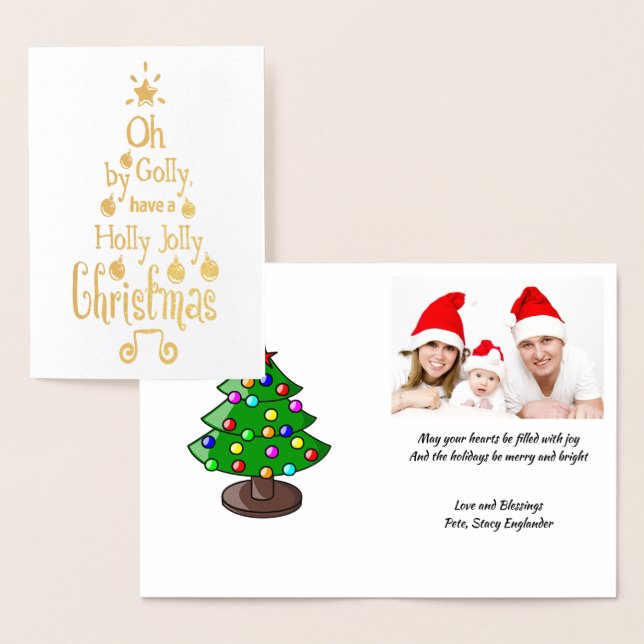 Holly Jolly Christmas Typography Gold Image , ZSG Foil Card (Display)