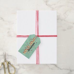 Holly Jolly Christmas vintage 3d text Gift Tags