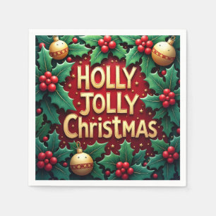 Holly Jolly Christmas Vintage Paper Napkin