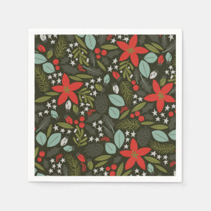 Holly Jolly Christmas Winter Pattern Napkin
