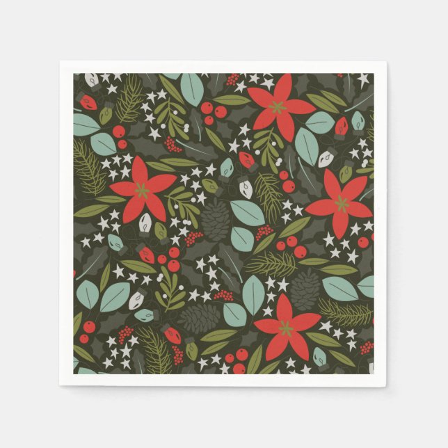 Holly Jolly Christmas Winter Pattern Napkin (Front)