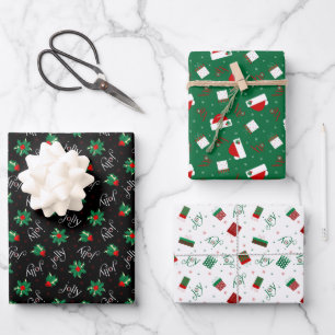 Holly Jolly Christmas Wrapping Paper Sheet