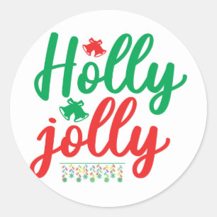 Holly jolly classic round sticker