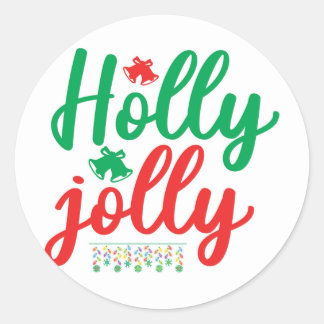 Holly jolly classic round sticker