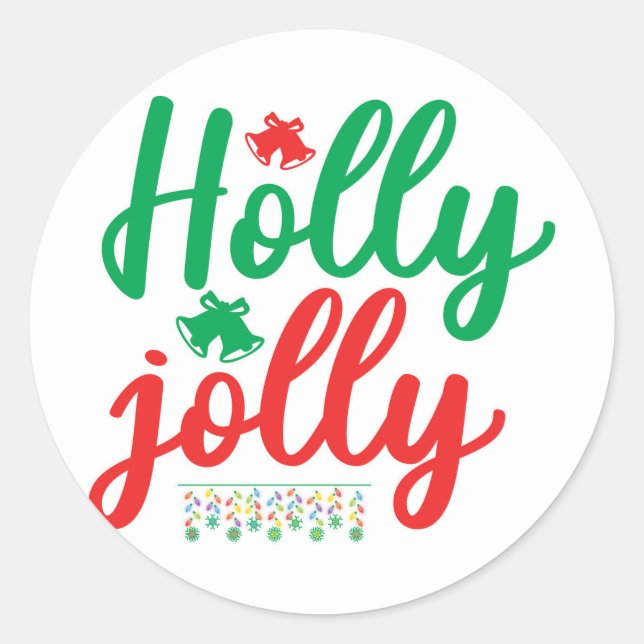 Holly jolly classic round sticker (Front)