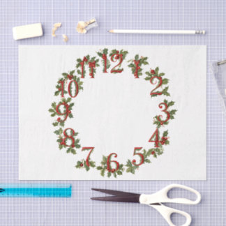 Holly Jolly Clock Face Tissue Paper