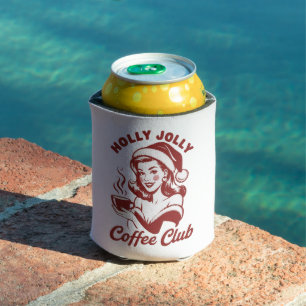 Holly Jolly Coffee Club Snarky Christmas Sarcastic Can Cooler