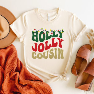 Holly Jolly Cousin Christmas Groovy White T-Shirt
