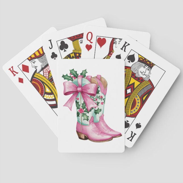 Holly Jolly Cowboy Boots Playing Cards (Back)
