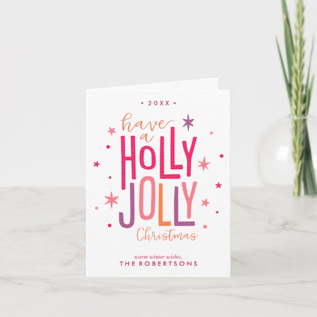 Holly Jolly Custom Christmas Photo Cards (Front)