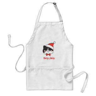 Holly Jolly Cute Christmas Santa Cat Standard Apron