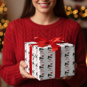 Holly Jolly Cute Christmas Santa Cat Wrapping Paper