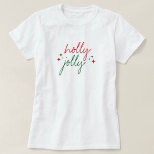 Holly Jolly Cute Colorful Script Christmas T-Shirt