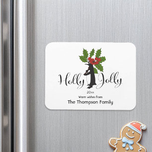 Holly Jolly Cute Funny Penguin Christmas Greeting Magnet