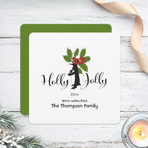 Holly Jolly Cute Funny Penguin Christmas Holiday Card