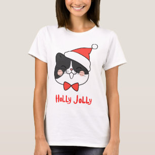 Holly Jolly Cute Kawaii Santa Cat T-Shirt
