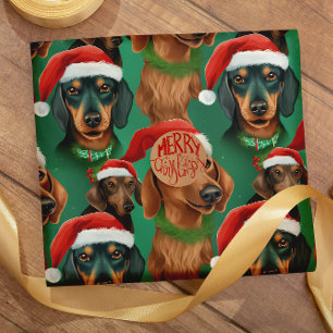 Holly Jolly Dachshunds seamless pattern Wrapping Paper