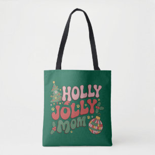 Holly Jolly Dog Mom Christmas Holiday Pet Lover Tote Bag