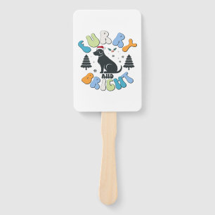 Holly Jolly Dog Mum Christmas Retro Hand Fan
