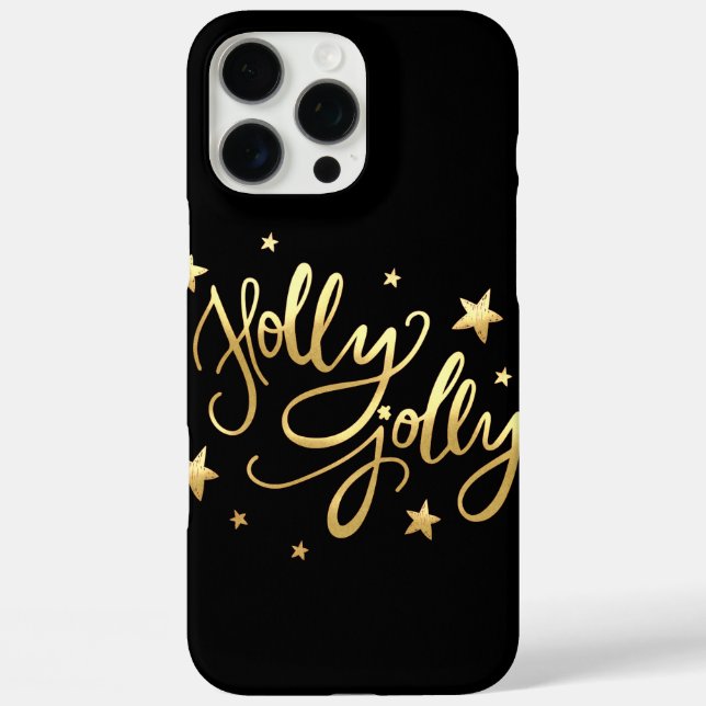 Holly Jolly | Elegant Gold Faux Foil Script Case-Mate iPhone Case (Back)