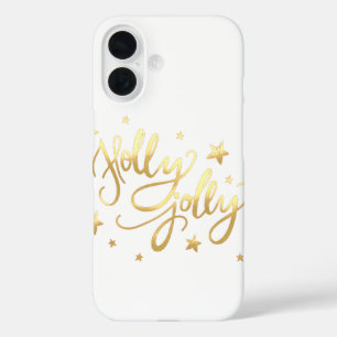 Holly Jolly Elegant Gold Faux Foil Script iPhone 16 Case