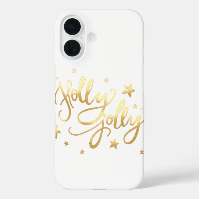 Holly Jolly | Elegant Gold Faux Foil Script Case-Mate iPhone Case (Back)