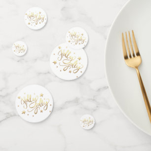 Holly Jolly Elegant Gold Faux Foil Script Confetti