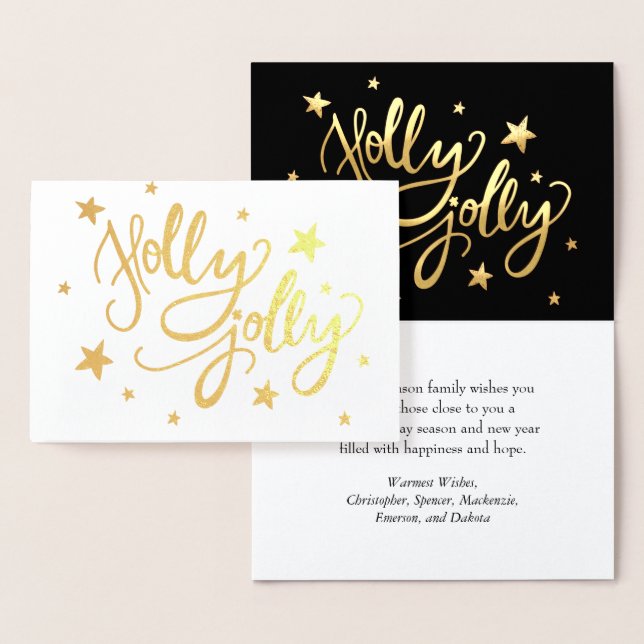 Holly Jolly | Elegant Gold Faux Foil Script Foil Card (Display)