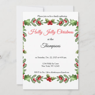 Holly Jolly Family Christmas Party Invitation