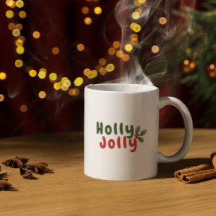 Holly Jolly – Festive Holiday Font with Holly Icon Coffee Mug