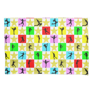 HOLLY JOLLY FIGURE SKATER CHRISTMAS DESIGN PILLOWCASE