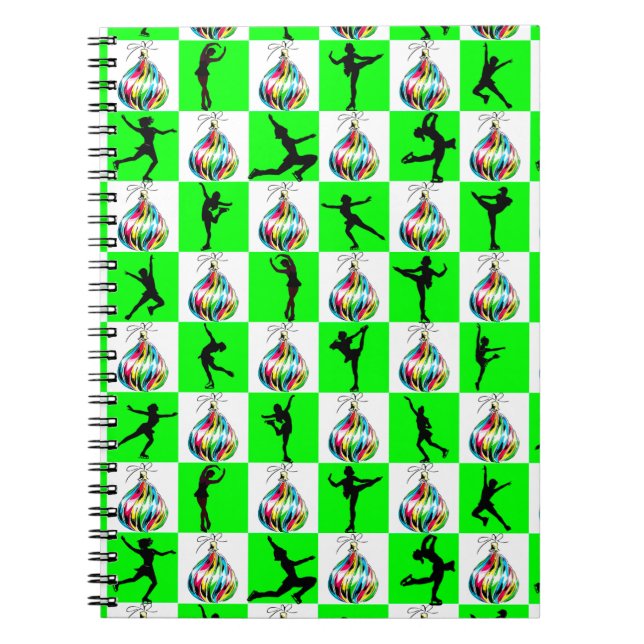 HOLLY JOLLY FIGURE SKATING CHRISTMAS DESIGN NOTEBOOK (Front)