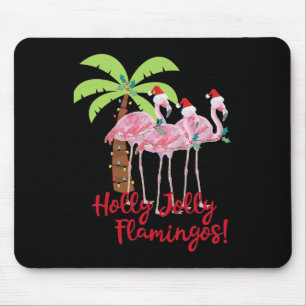 Holly Jolly Flamingos Family Christmas In July Dec Mouse Mat
