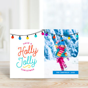Holly Jolly   Folded Holiday Photo Greeting Card
