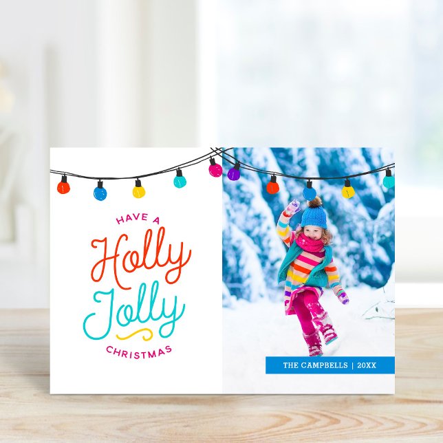 Holly Jolly | Folded Holiday Photo Greeting Card (Creator Uploaded)