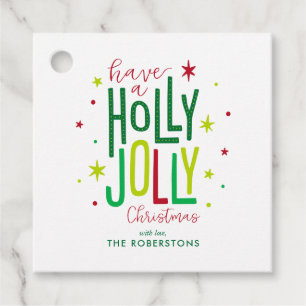 "Holly Jolly" Fun and Festive Custom Christmas Favour Tags