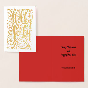Holly Jolly Gold Sparkle Personalised Foil Card
