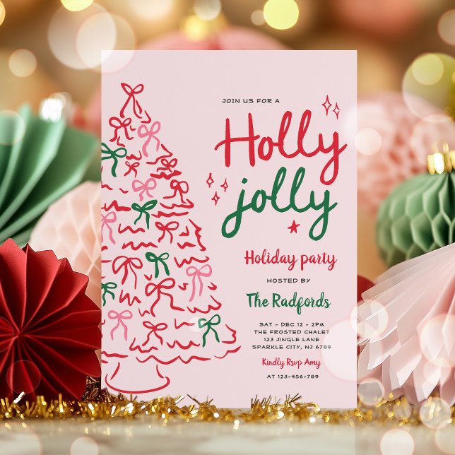 Holly Jolly Hand Drawn Christmas Holiday Party Invitation (Creator Uploaded)