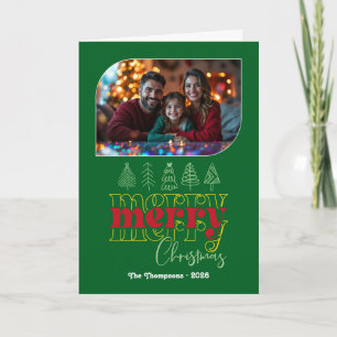 Holly Jolly Hand Drawn Merry Christmas Photo Holiday Card