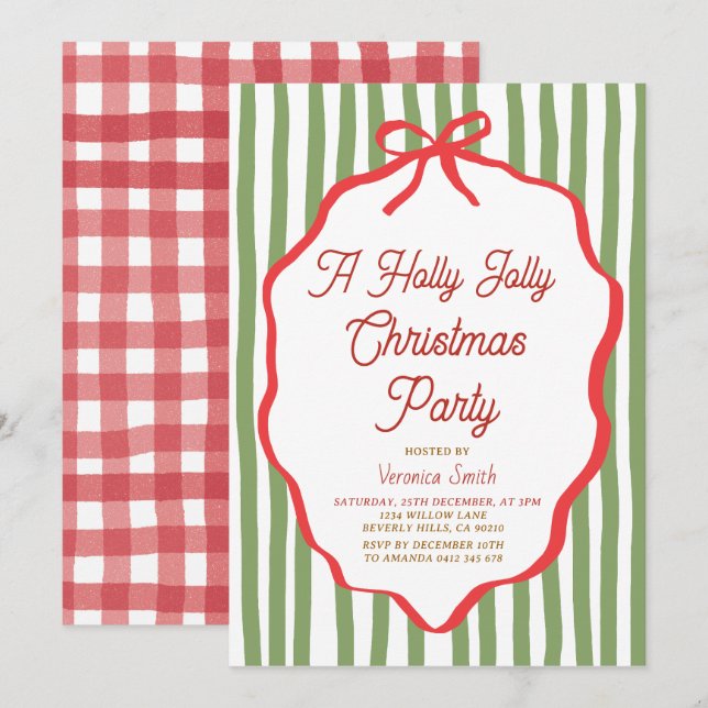 Holly Jolly Holiday Christmas Party Invitation (Front/Back)