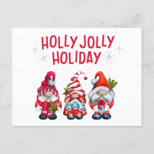 Holly Jolly Holiday Gnomes Postcard