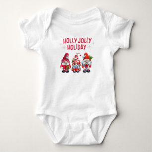 Holly Jolly Holiday Gnomes Whimsical Christmas Baby Bodysuit