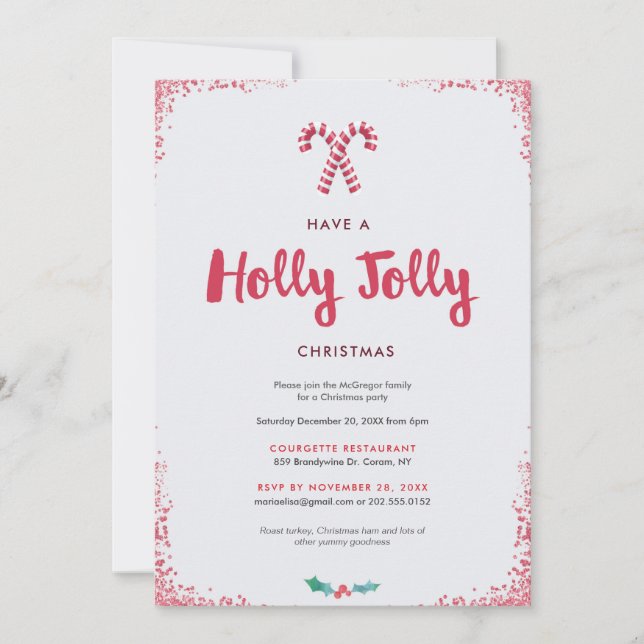 Holly Jolly Holiday Party Invitation (Front)