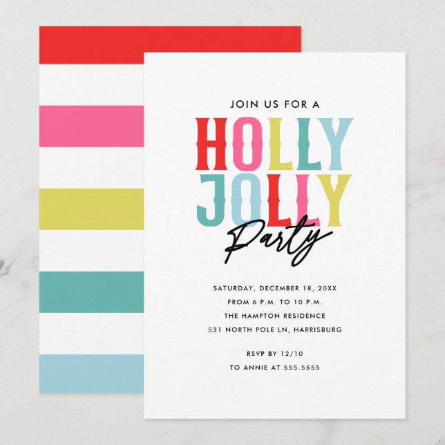 Holly Jolly Holiday Party  Invitation (Front/Back)