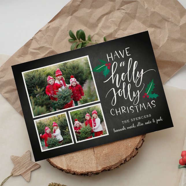 Holly Jolly | Holiday Photo Collage Card (Creator Uploaded)