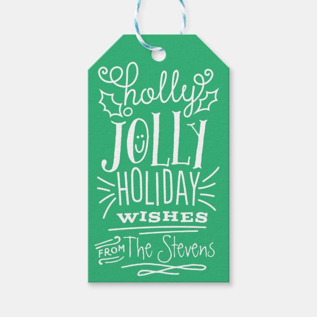 Holly Jolly Holiday Wishes Gift Tag (Front)