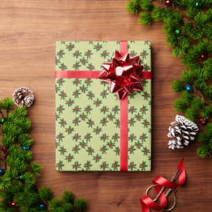 Holly jolly holiday wrapping paper