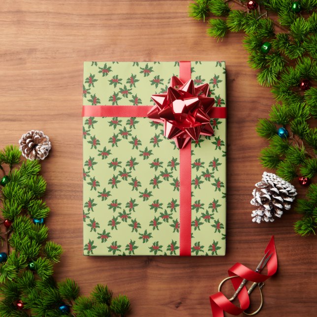 Holly jolly holiday  wrapping paper (Holiday Gift)